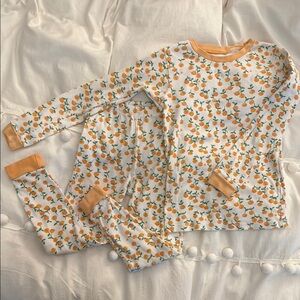 Burt's Bees Orange and White Pajama Set Cozy Cotton Comfort